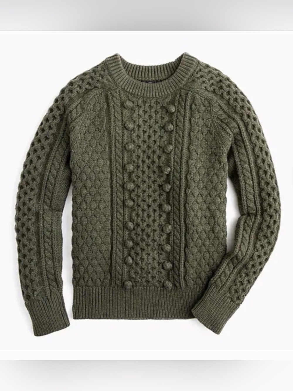 J.Crew Olive Green Cable-Knit Sweater